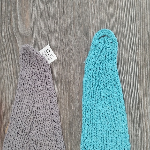 New Lot of 4 Crochet Knit Neckwarmers Headbands Grey Pink Red Turquoise Sparkle - Picture 4 of 15